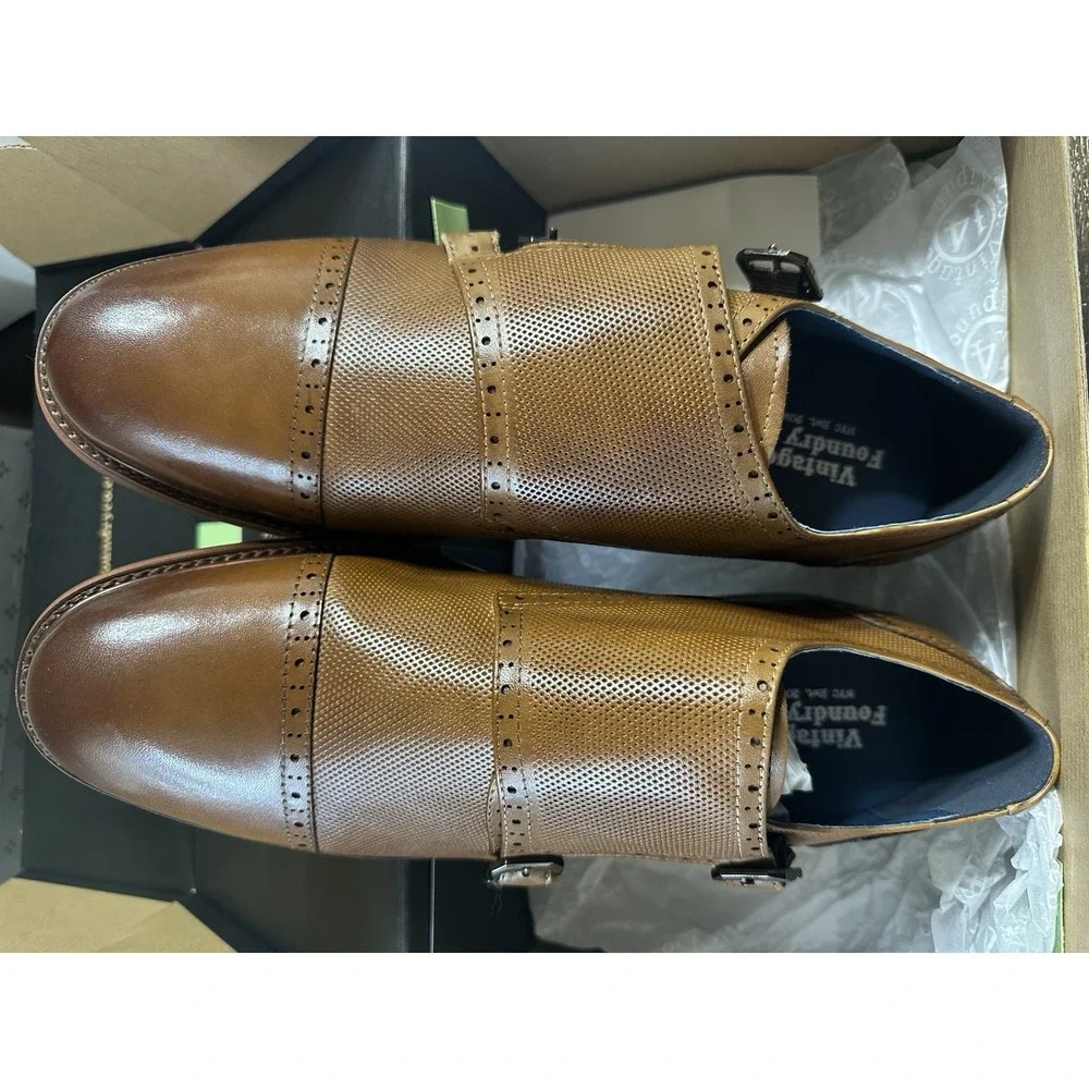 Vintage Foundry Co. Men's Brown Leather Monk Strap Dress Shoes Size 8